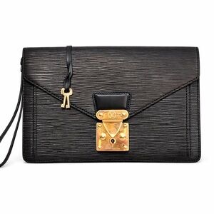 Louis Vuitton LV Black Epi Leather Pochette Sellier Dragonne Clutch W/ Keys